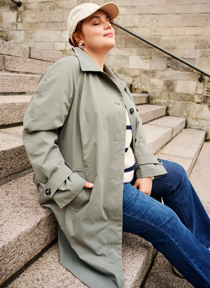 Trenchcoat mit Taschen und Gürtel, Sea Spray, Image image number 1