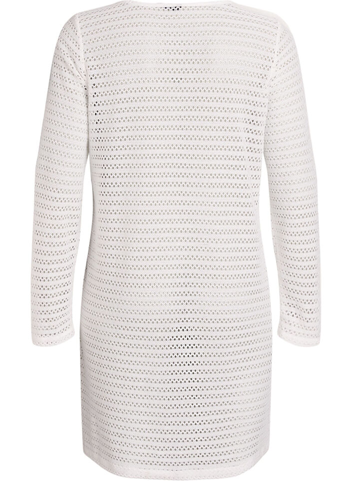 Strandkleid mit Lochstickerei und langen &Auml;rmeln, Beige, Packshot image number 1