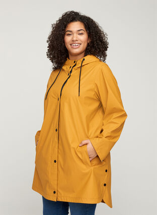 Regenjacke mit Kapuze und Taschen, Spruce Yellow, Model image number 0