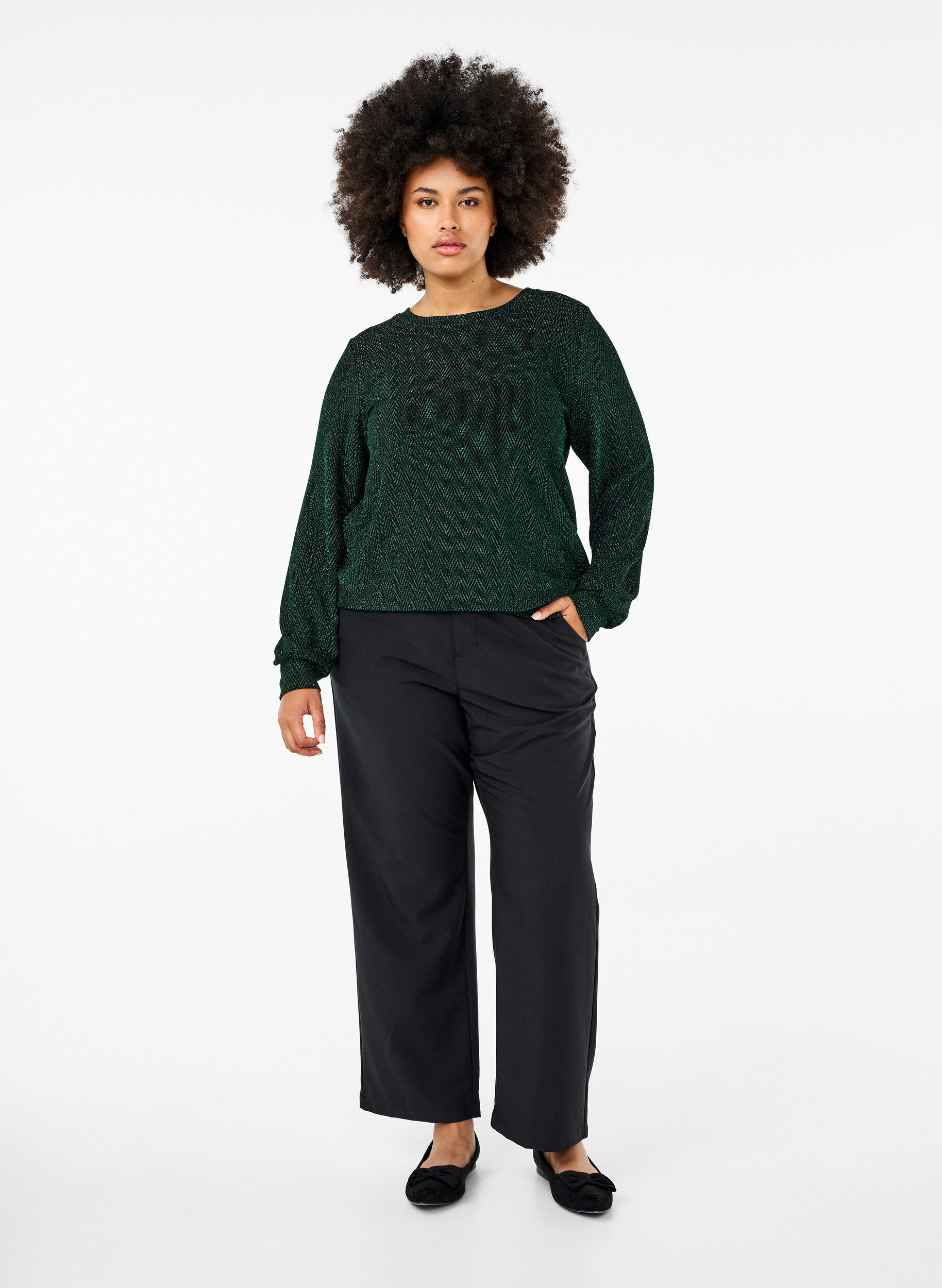 Zizzi Bluse mit Schimmermuster, Scarab ZigZagShimmer, Model image number 2