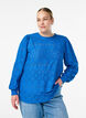 Langärmelige Bluse mit Lochstickerei, Blau, Model image number 0