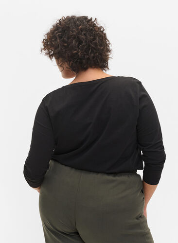 2er-Pack Basic-Bluse aus Baumwolle, Black/Bright W, Model image number 1