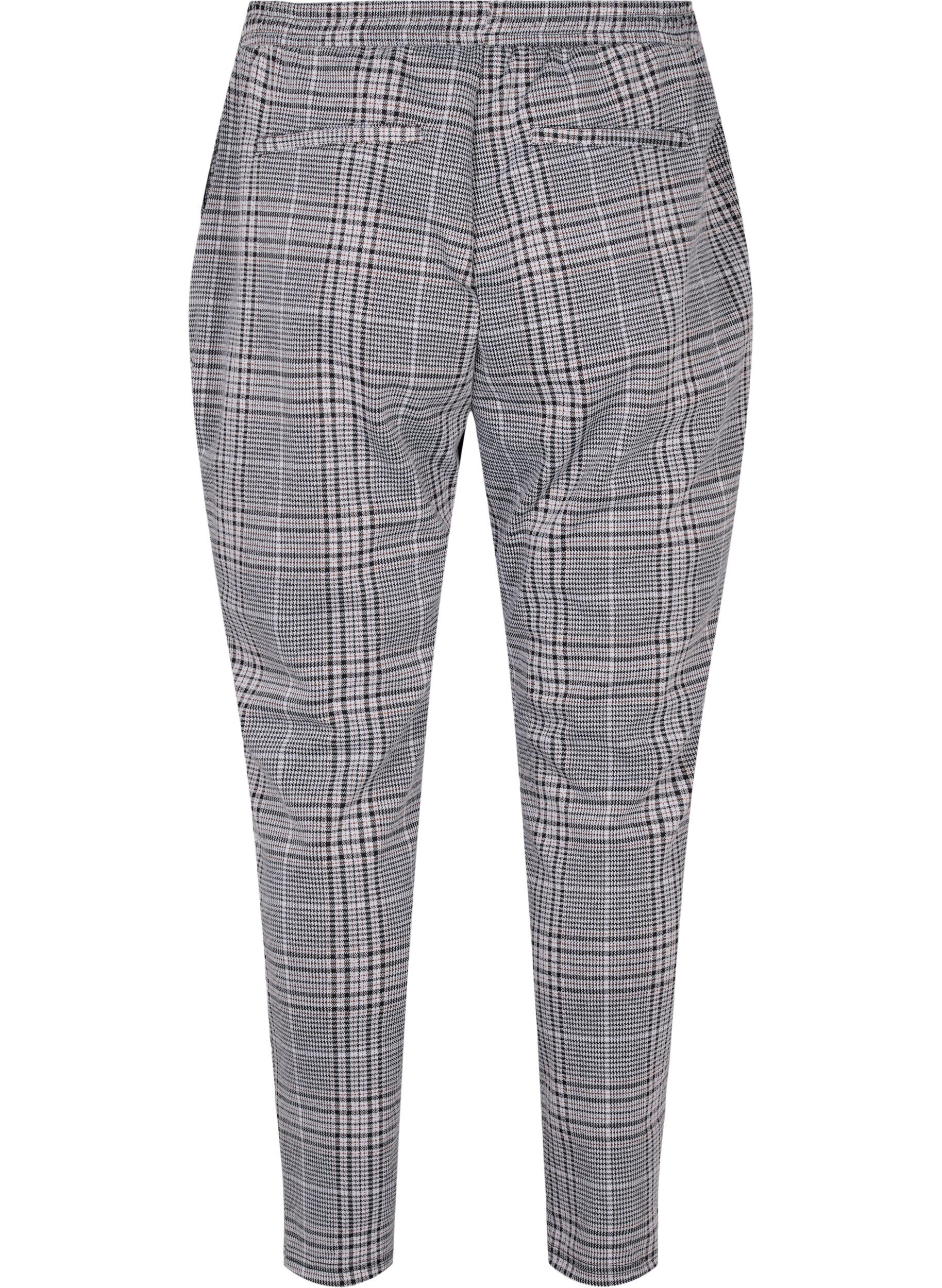 Zizzi Cropped Hose Maddison mit Karomuster, Black Check, Packshot image number 1