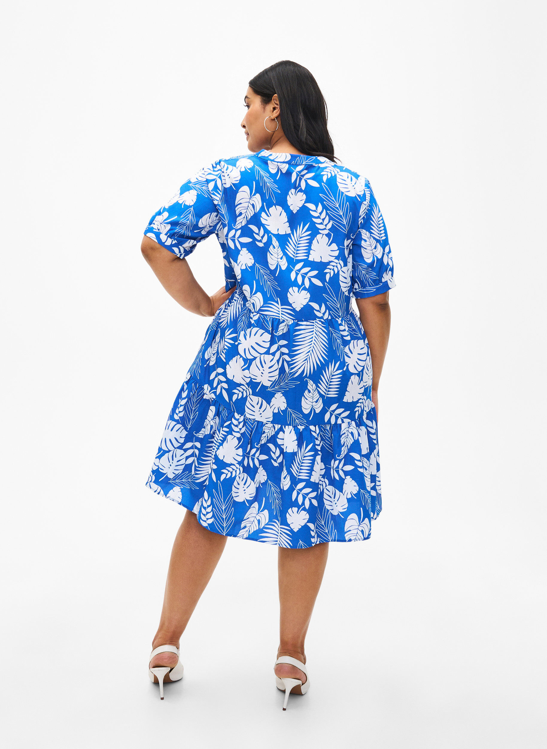Zizzi FLASH &ndash; A-Linien-Kleid mit Print, Skydiver White AOP, Model image number 1