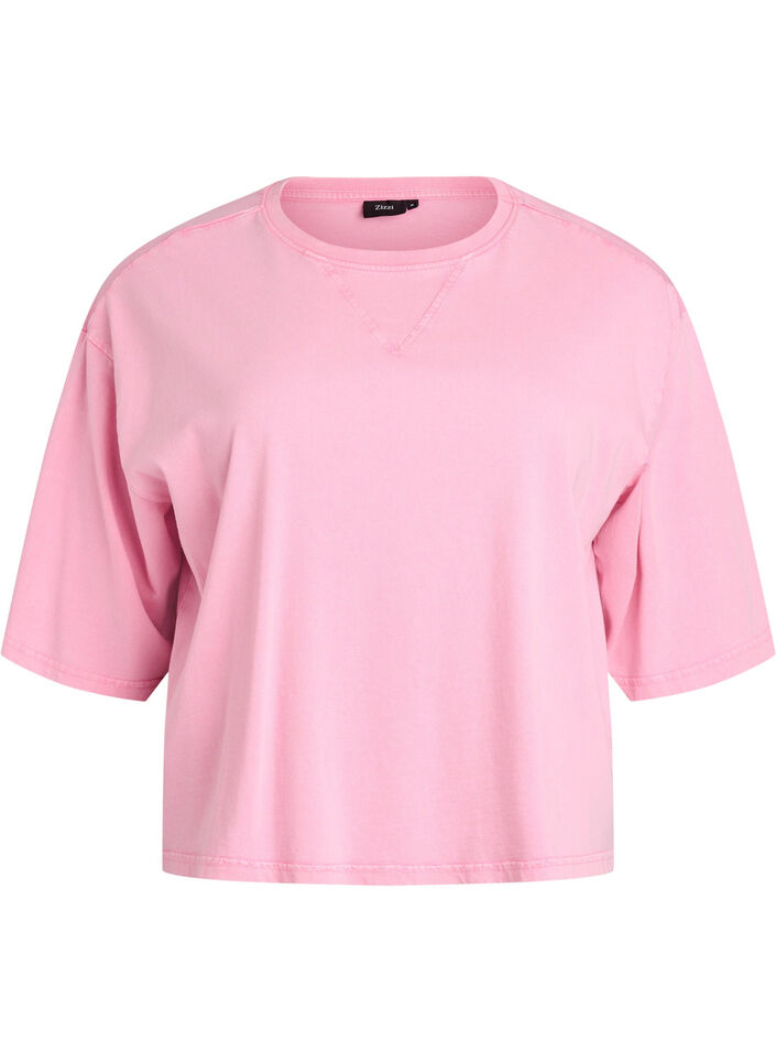 Boxy T-Shirt aus Bio-Baumwolle., Pink, Packshot image number 0