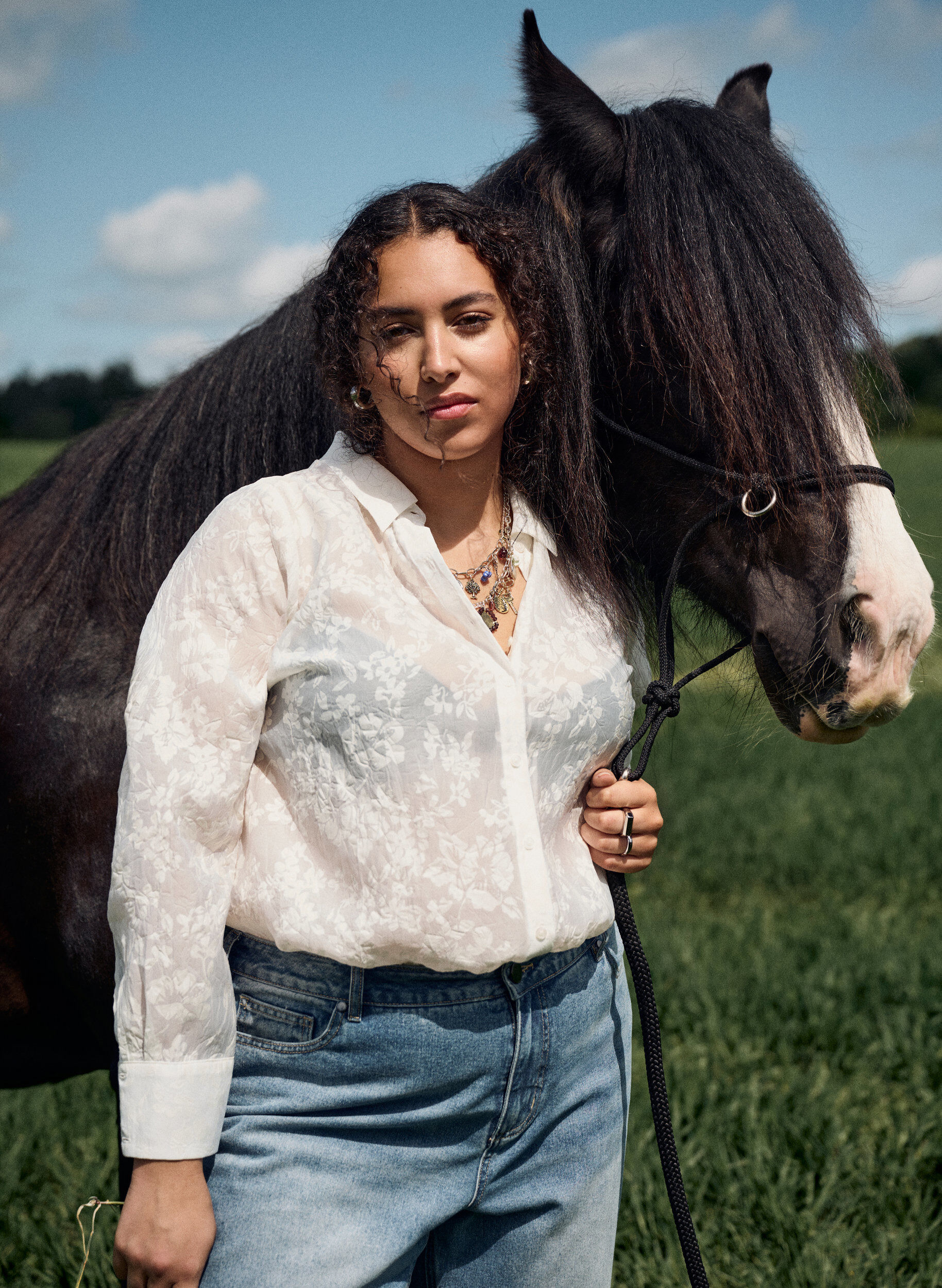 Zizzi Hemdbluse mit Ton-in-Ton-Muster, Vanille, Image image number 0