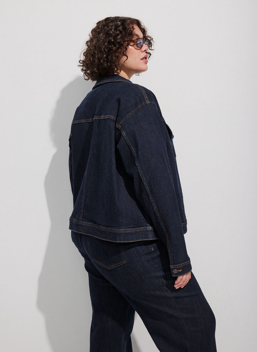 Klassische Jeansjacke mit Kontrastn&auml;hten, Blau, Model image number 2