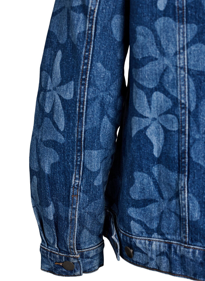 Gebl&uuml;mte Jeansjacke, Blau, Packshot image number 3