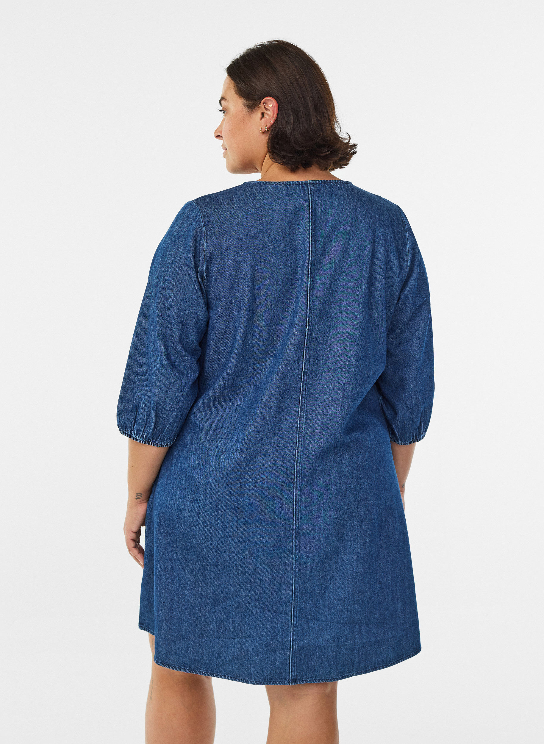 Zizzi Jeanskleid mit 3/4-&Auml;rmeln, Blau, Model image number 2