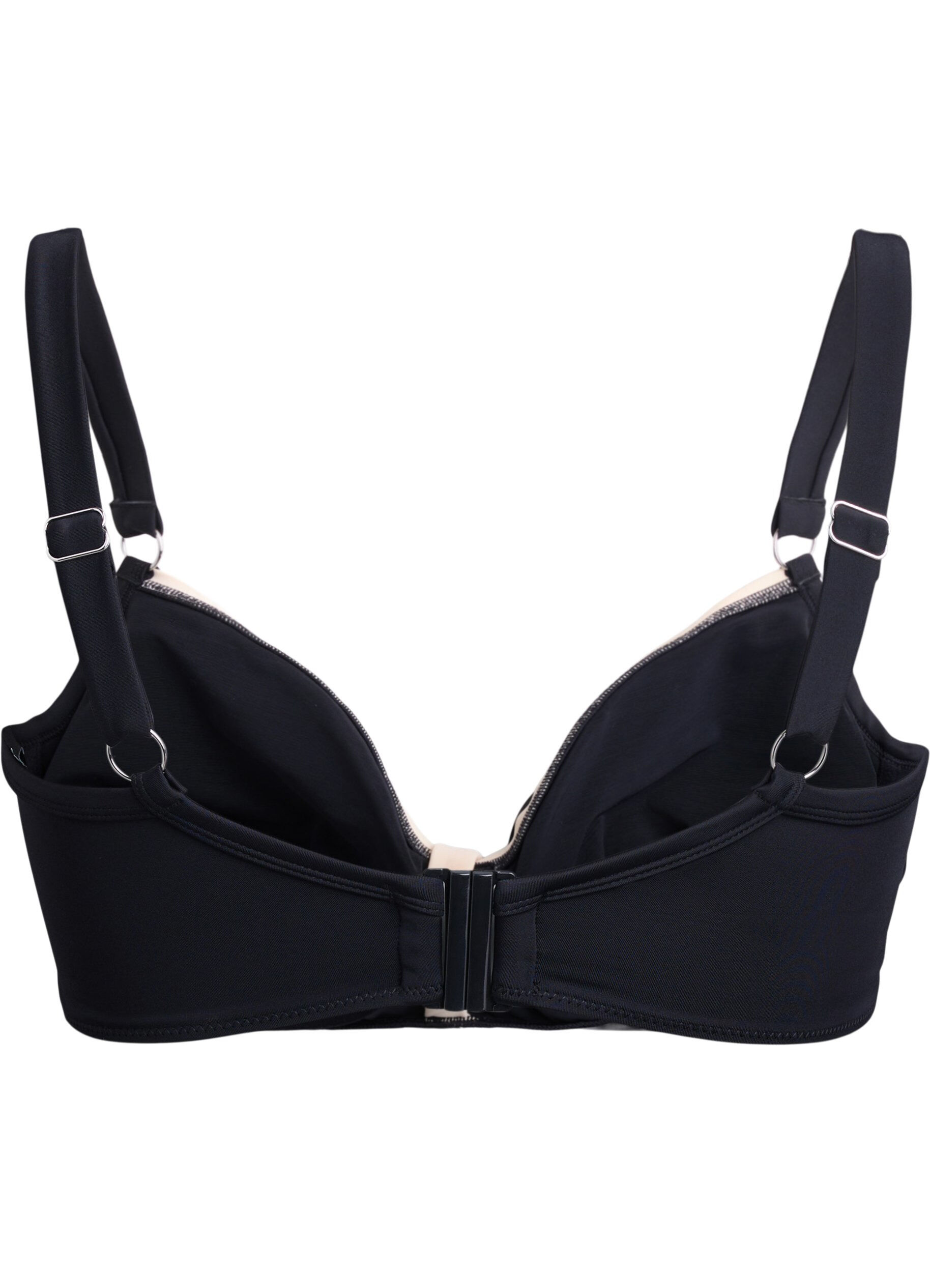 Zizzi Bikinioberteil mit Raffung und Kontrastdetails, Schwarz, Packshot image number 1