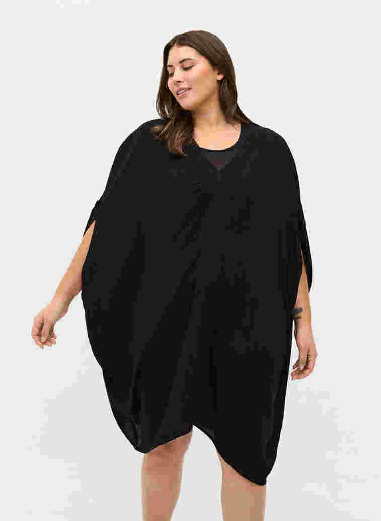 Strandkleid aus Viskose mit Spitzendetails, Black, Model