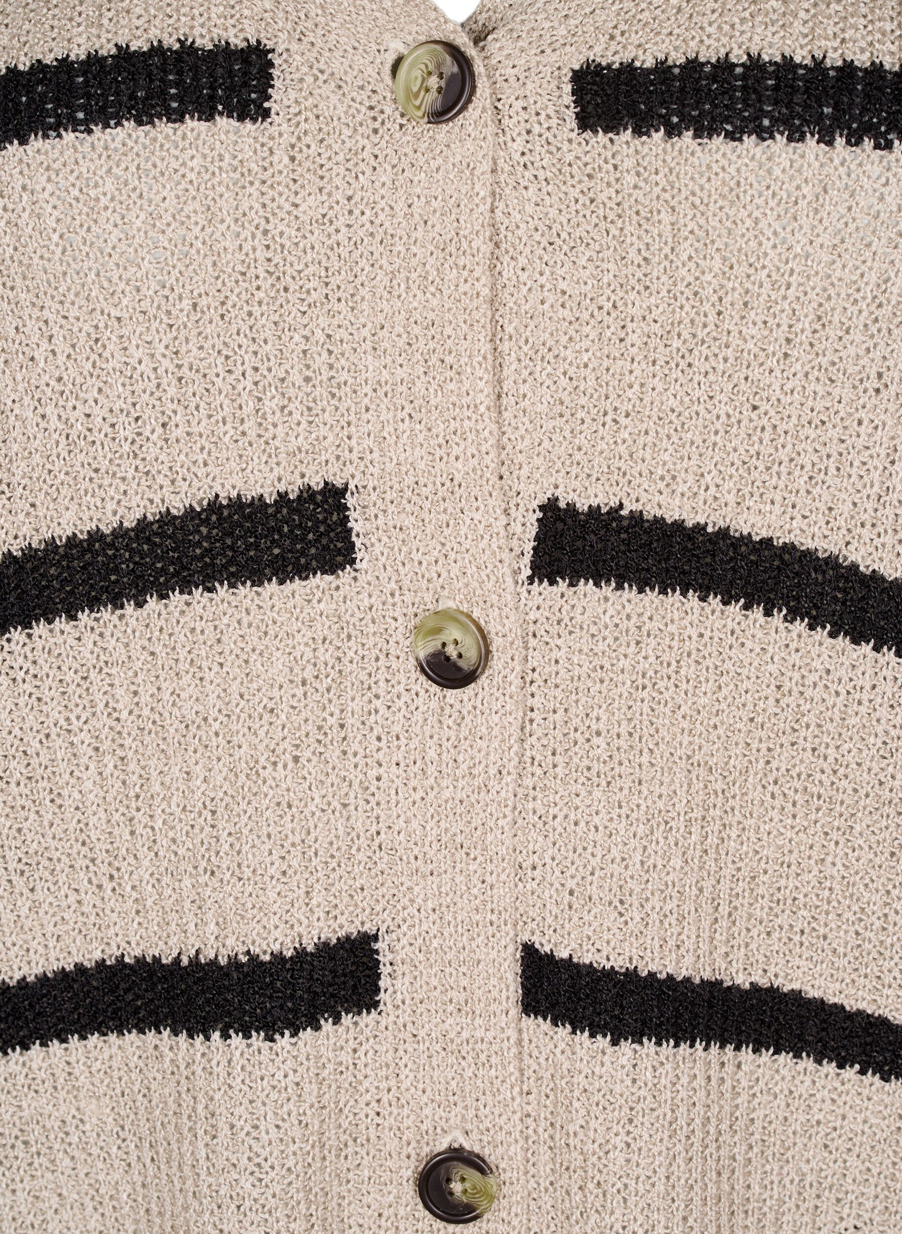 Zizzi FLASH - Gestreifter Strickcardigan mit Kn&ouml;pfen, Beige, Packshot image number 2