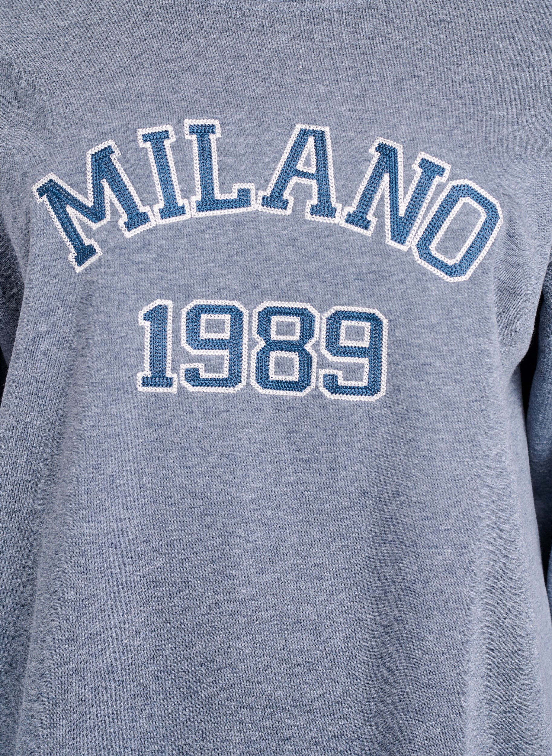 Zizzi Sweatshirt mit aufgesticktem Mailand-Motiv, Grau, Packshot image number 2
