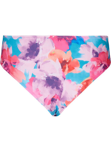 Bikini-Hose mit Print und hoher Taille, Pink Flower, Packshot image number 1