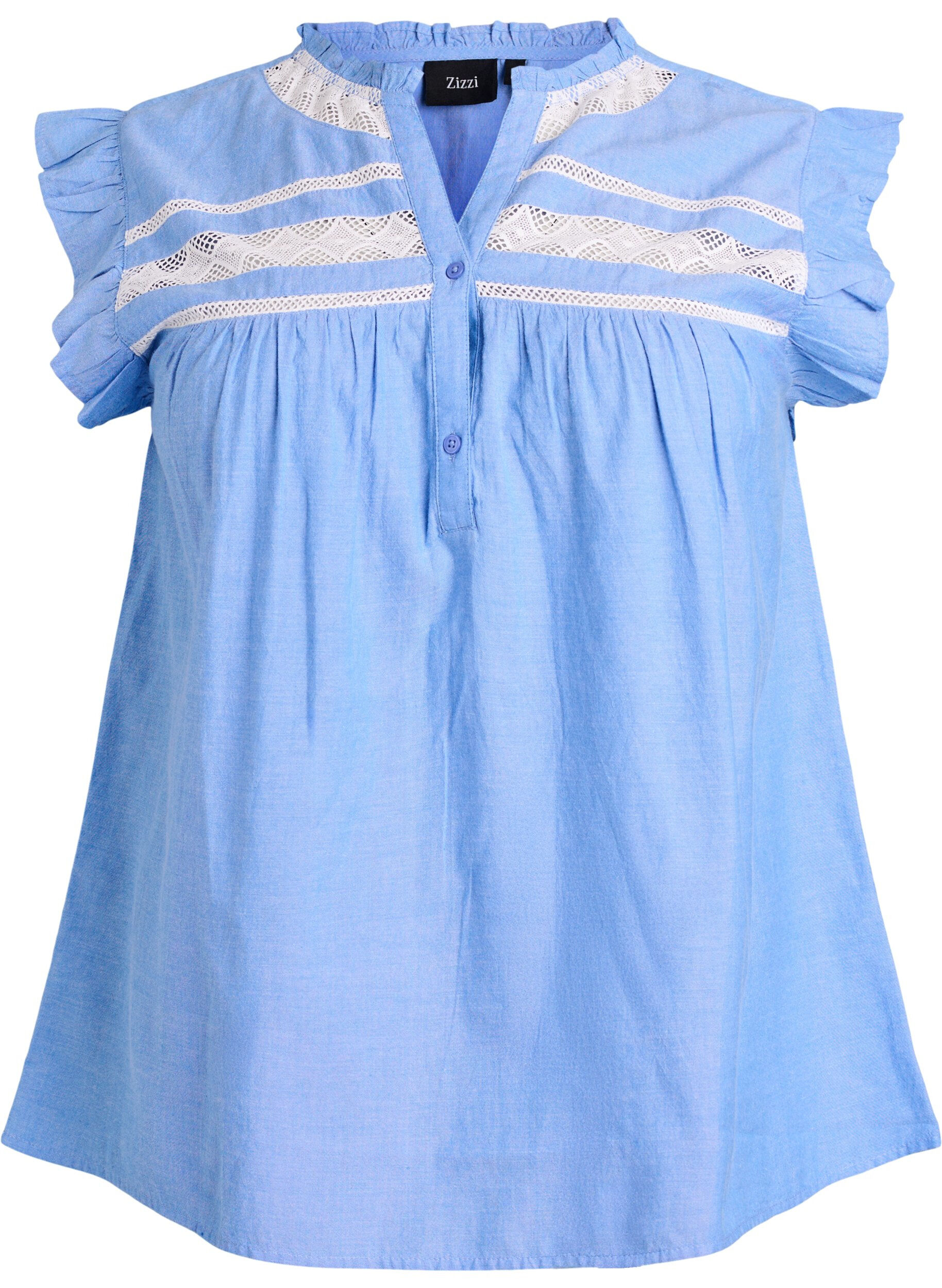 &Auml;rmellose Bluse aus Baumwolle mit R&uuml;schenkanten