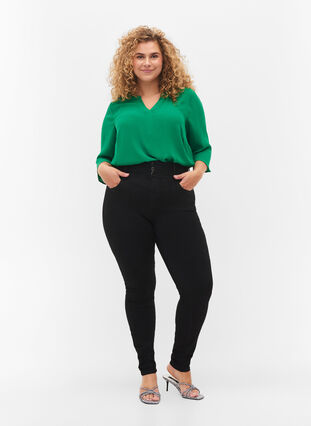 Super Slim Bea Jeans mit hoher Taille, Black, Model image number 0