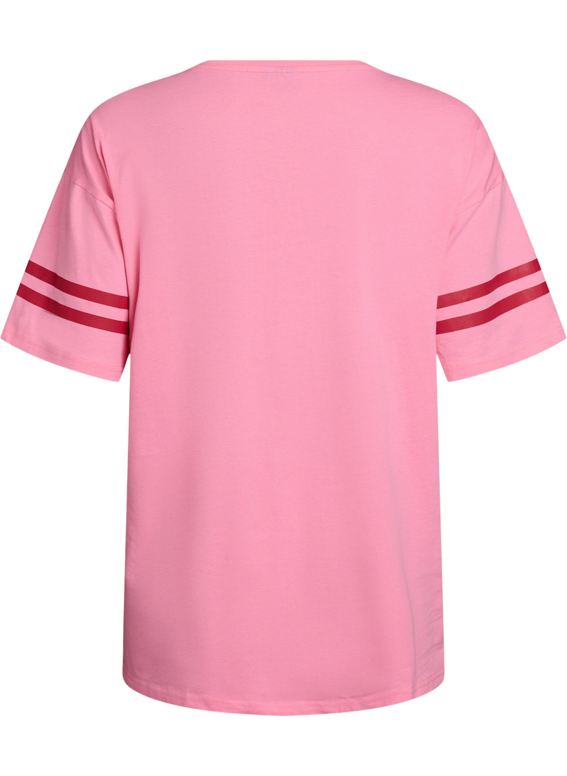 Zizzi Sportliches Oversize-College-T-Shirt, Pink, Packshot image number 1
