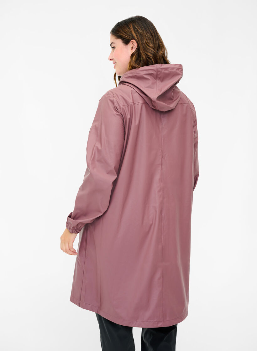 Regenjacke mit Kapuze und Knopfverschluss, Rose Taupe, Model image number 1