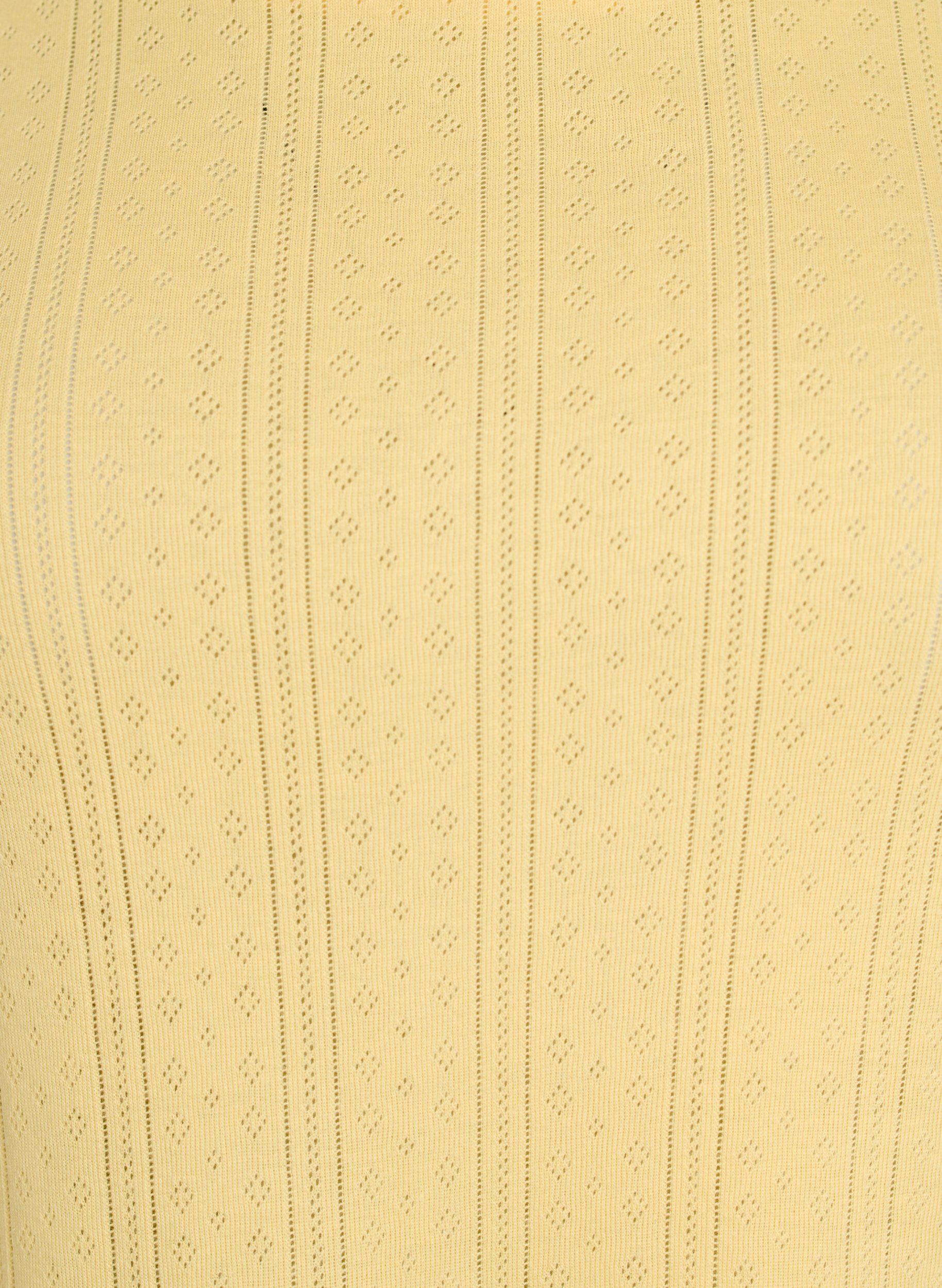 Zizzi T-Shirt aus Baumwolle mit Lochstickerei, Gelb, Packshot image number 2