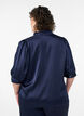 Bluse in Satin-Optik mit 1/2-&Auml;rmeln und R&uuml;schenkragen, Blau, Model image number 2