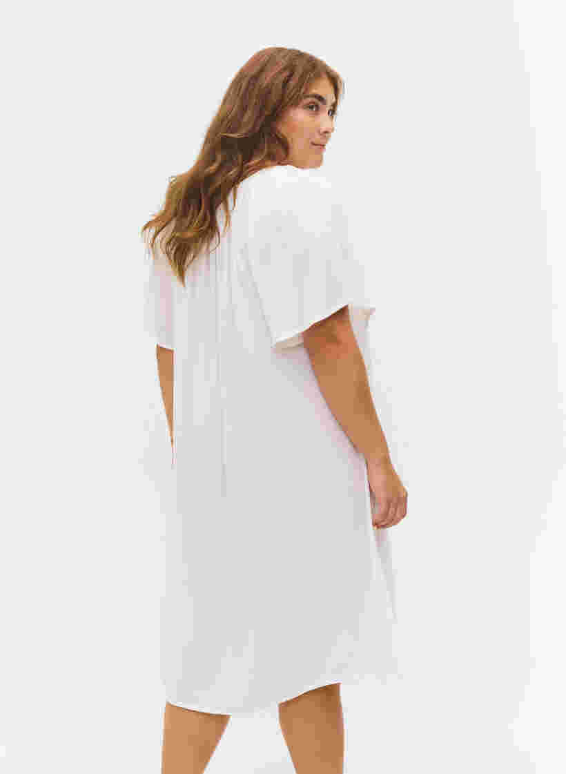 Kurzärmeliges Kleid aus Viskose, Bright White, Model image number 1
