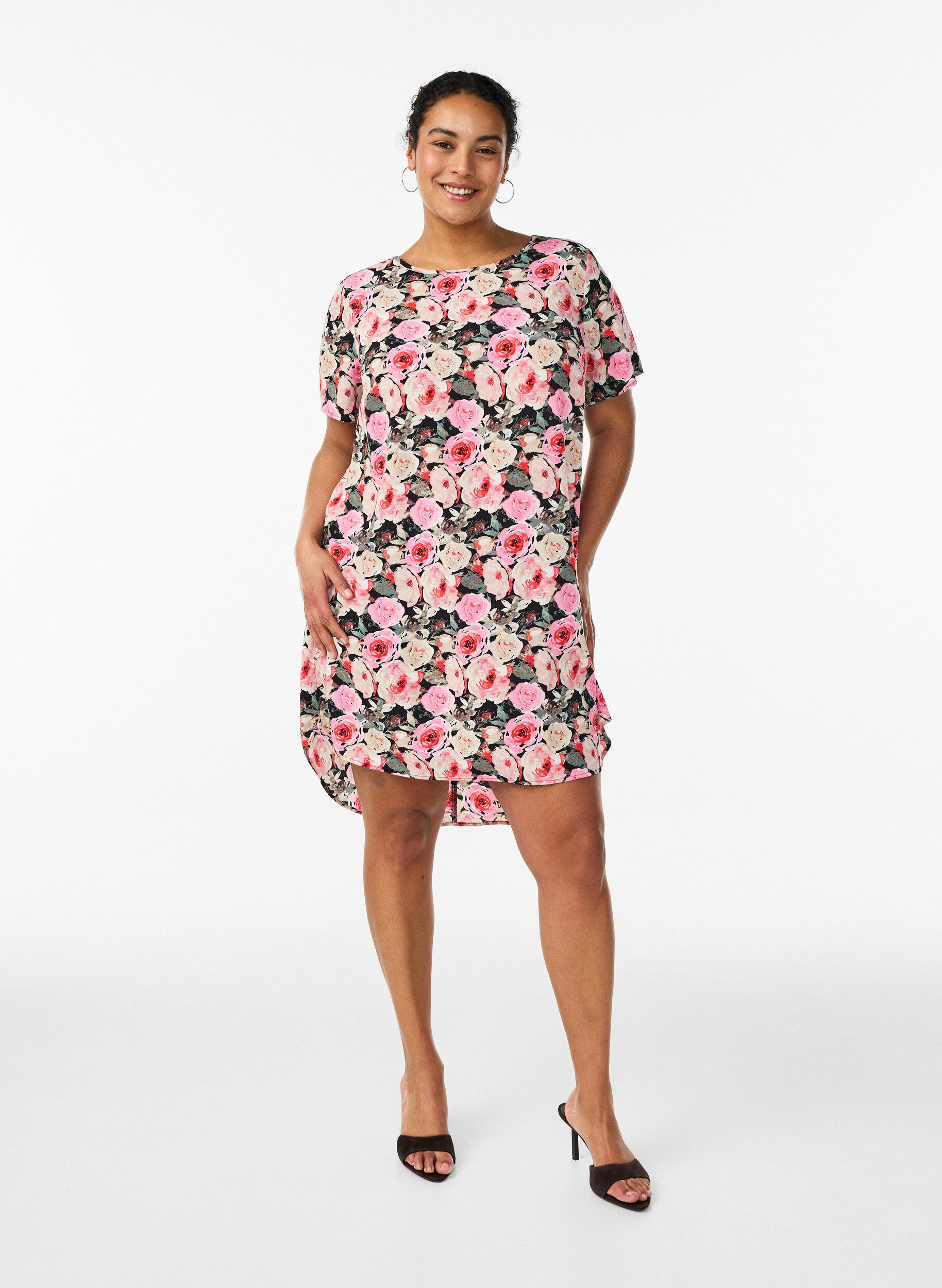 ZizziHemdblusenkleid aus Broderie Anglaise mit Bindeg&uuml;rtel, Schwarz, Model image number 1