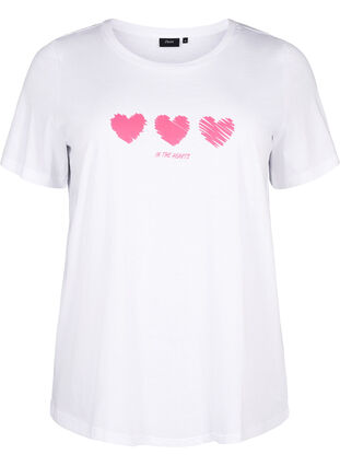 T-Shirt aus Baumwolle mit Rundhalsausschnitt und Aufdruck, B. White W. Hearts, Packshot image number 0