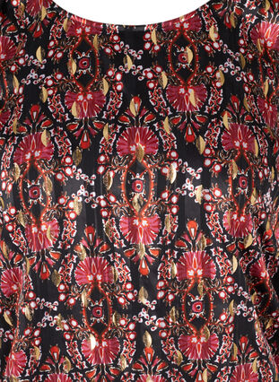 Bedruckte Bluse mit langen Ärmeln und Raffung, Black Oriental, Packshot image number 2