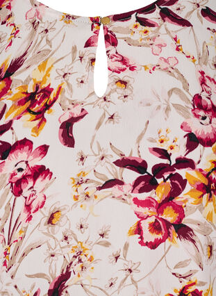 Kurzarm Bluse aus Viskose mit Print, Beige w. Flower AOP, Packshot image number 2