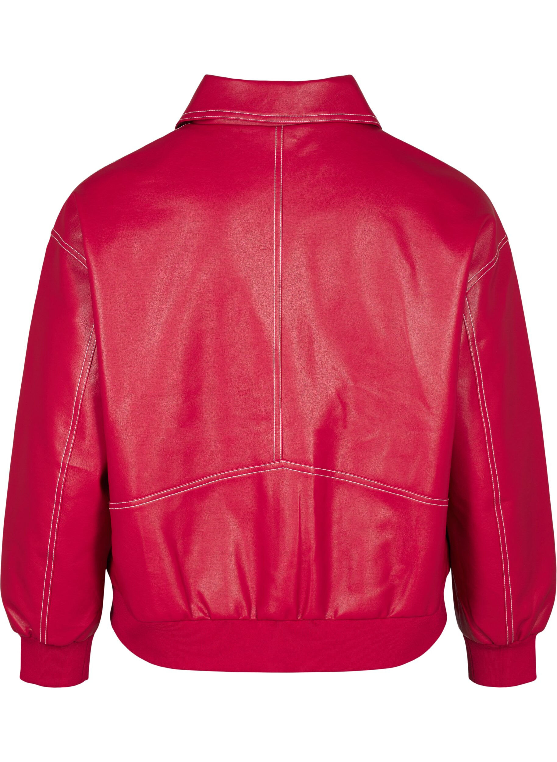 Zizzi Bomberjacke aus Kunstleder, Rhythmic Red, Packshot image number 1