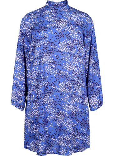 FLASH – Langärmeliges Kleid mit Aufdruck, Dazzling Blue AOP, Packshot image number 0