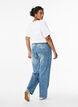 Jeans mit weitem Bein und Ziernähten, Blau, Model image number 1