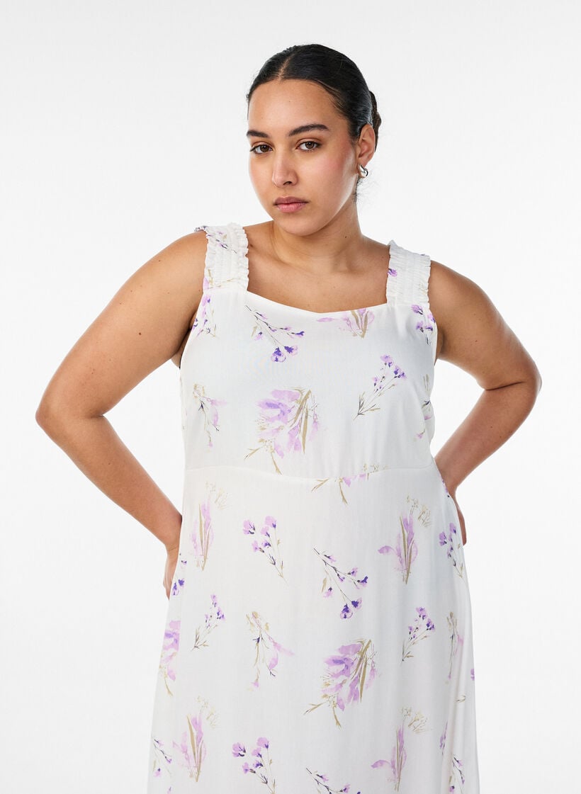 Sommerkleid mit breiten Tr&auml;gern, Wei&szlig;, Model image number 2