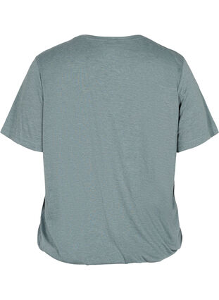 Meliertes T-Shirt mit elastischem Saum, Balsam Green Mél, Packshot image number 1