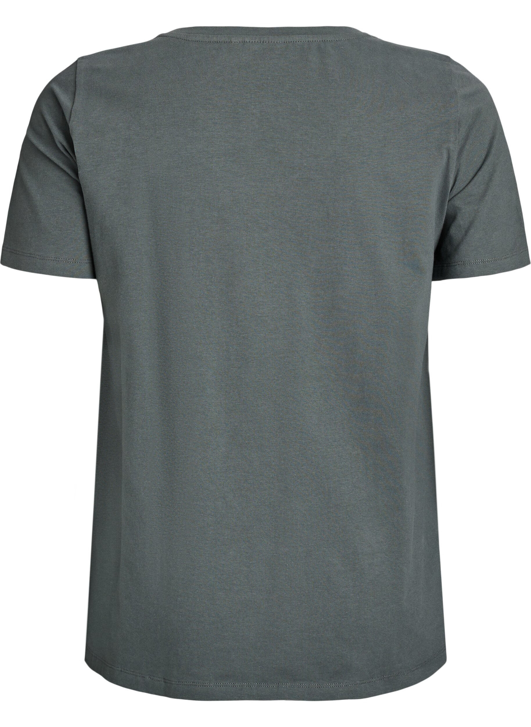 ZizziEinfarbiges Basic-T-Shirt aus Baumwolle, Gr&uuml;n, Packshot image number 1