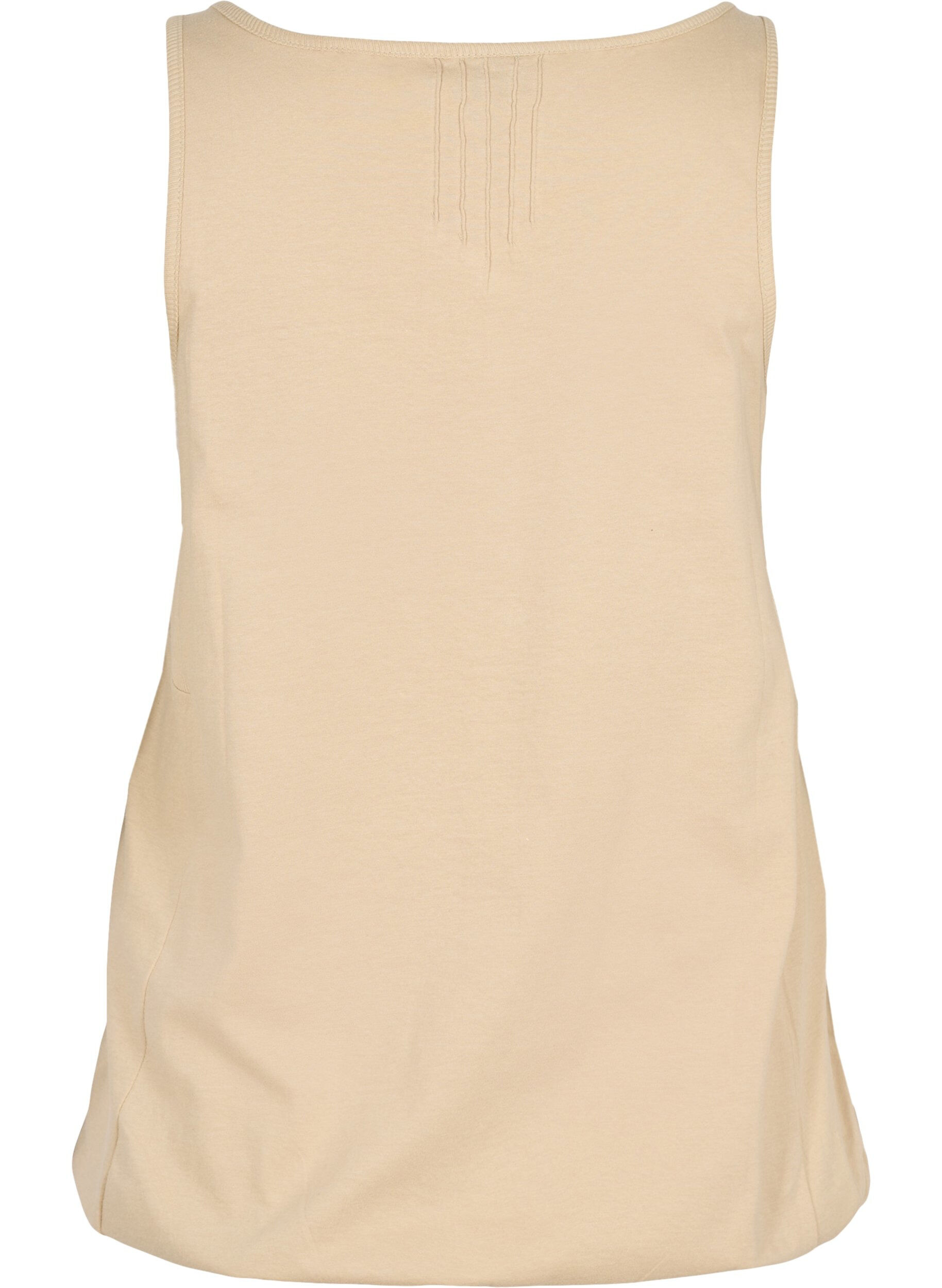 Zizzi Einfarbiges Baumwolltop mit elastischem B&uuml;ndchen, Humus, Packshot image number 1