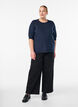 Fein gestrickte Bluse mit kurzen &Auml;rmeln, Blau, Model image number 1