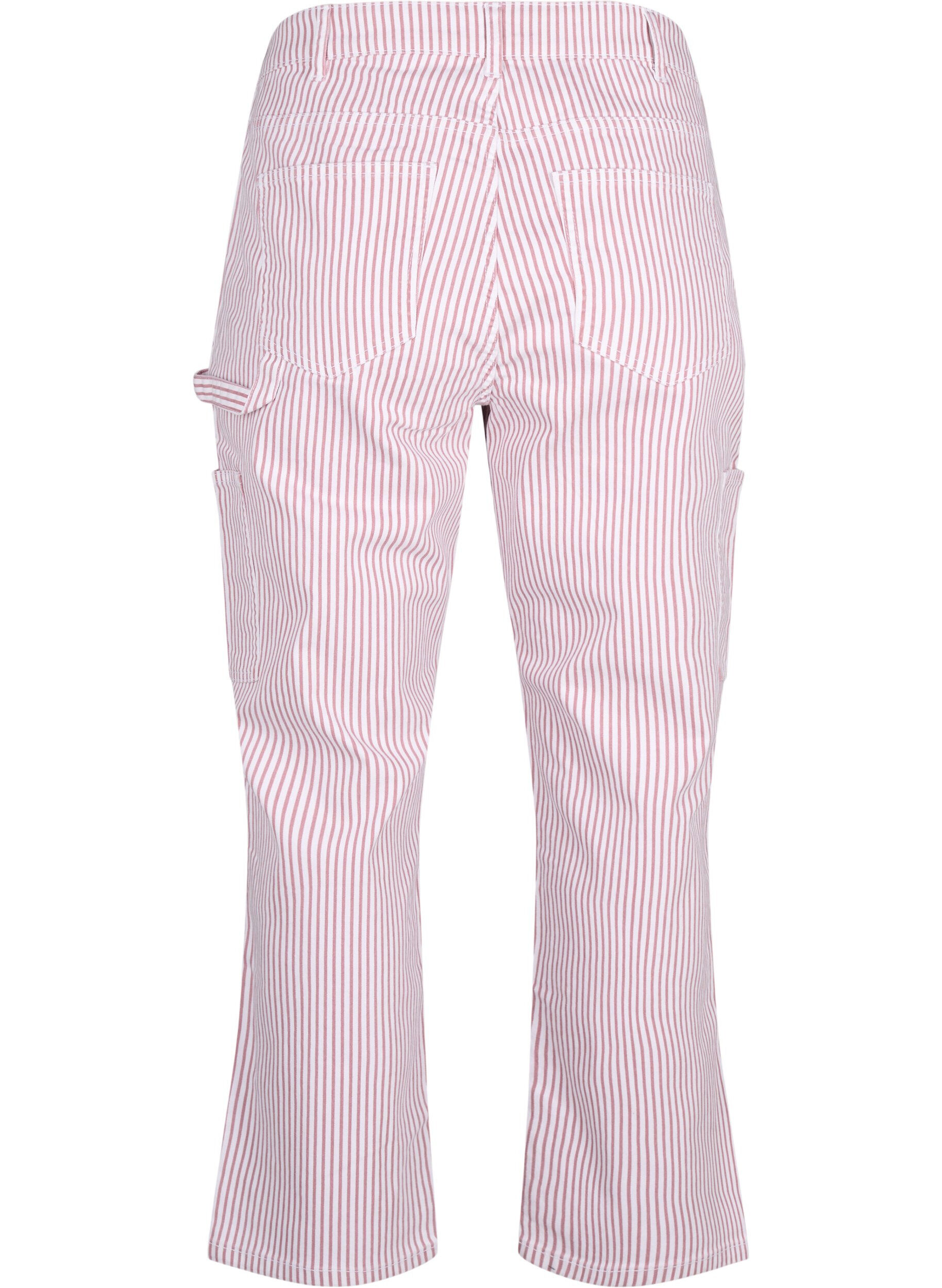 Zizzi Gestreifte Cargo-Jeans mit gerader Passform, Rose White Stripe, Packshot image number 1