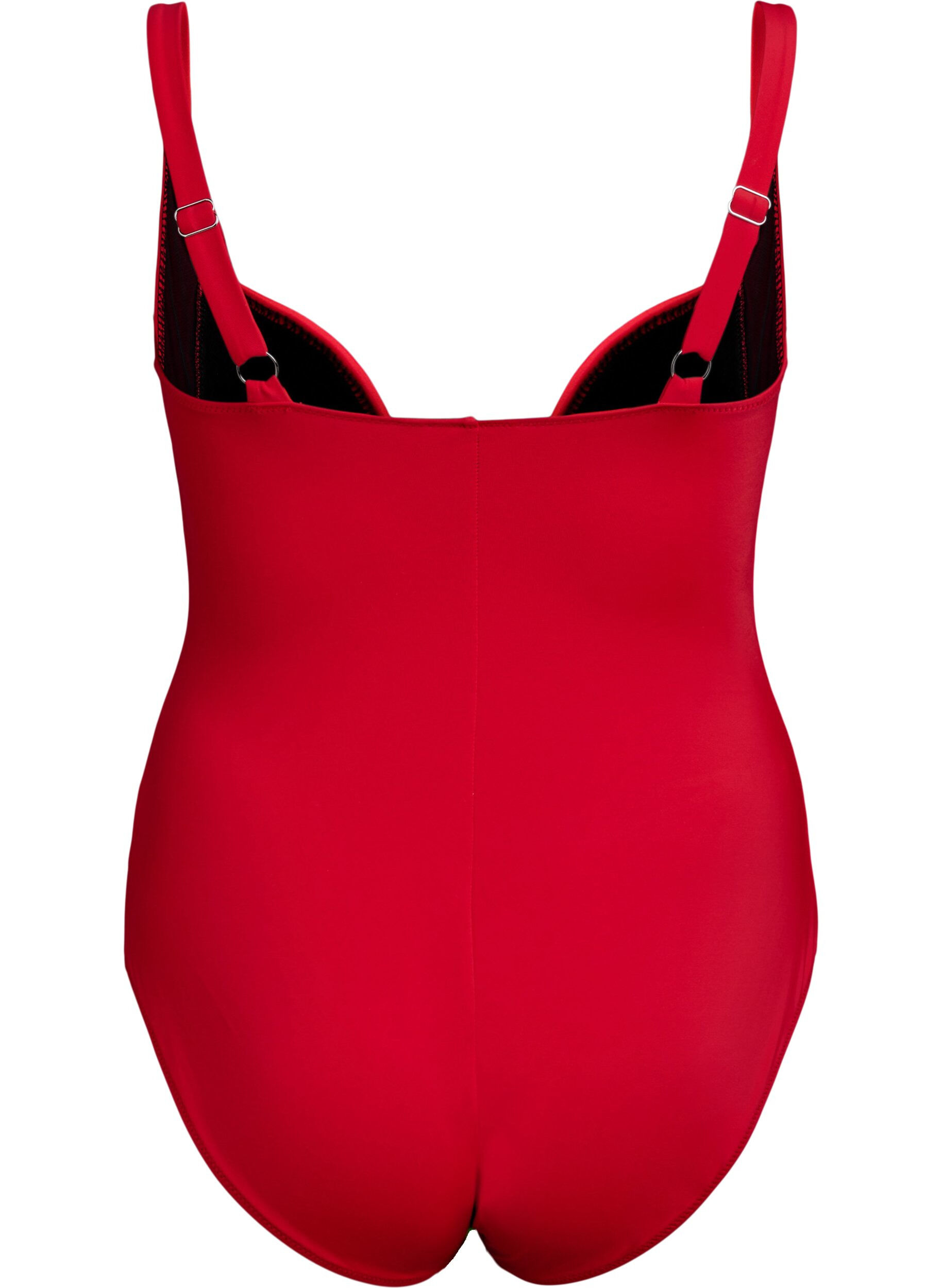 ZizziWattierter Badeanzug mit Drapierung, Rot, Packshot image number 1