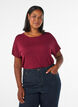 Gestreiftes T-Shirt aus Viskose mit Rundhalsausschnitt, Rot, Model image number 0
