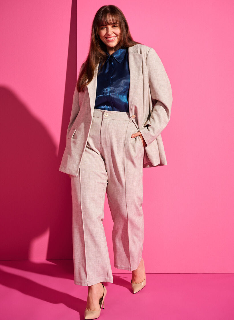 Melange-Hose mit elastischem Bund und Knopfverschluss, String, Image image number 0