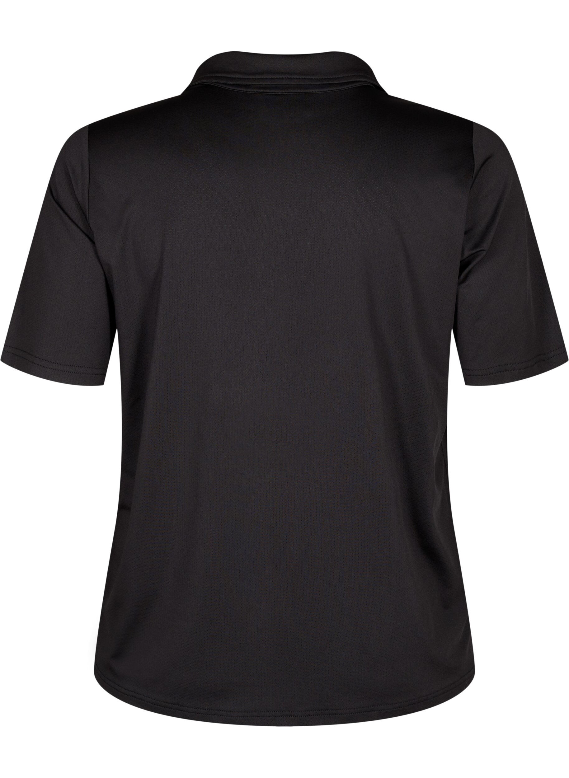 Zizzi Polo-T-Shirt mit V-Ausschnitt, Black, Packshot image number 1