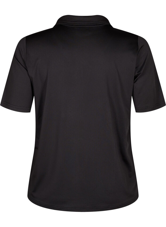 Polo-T-Shirt mit V-Ausschnitt, Black, Packshot image number 1