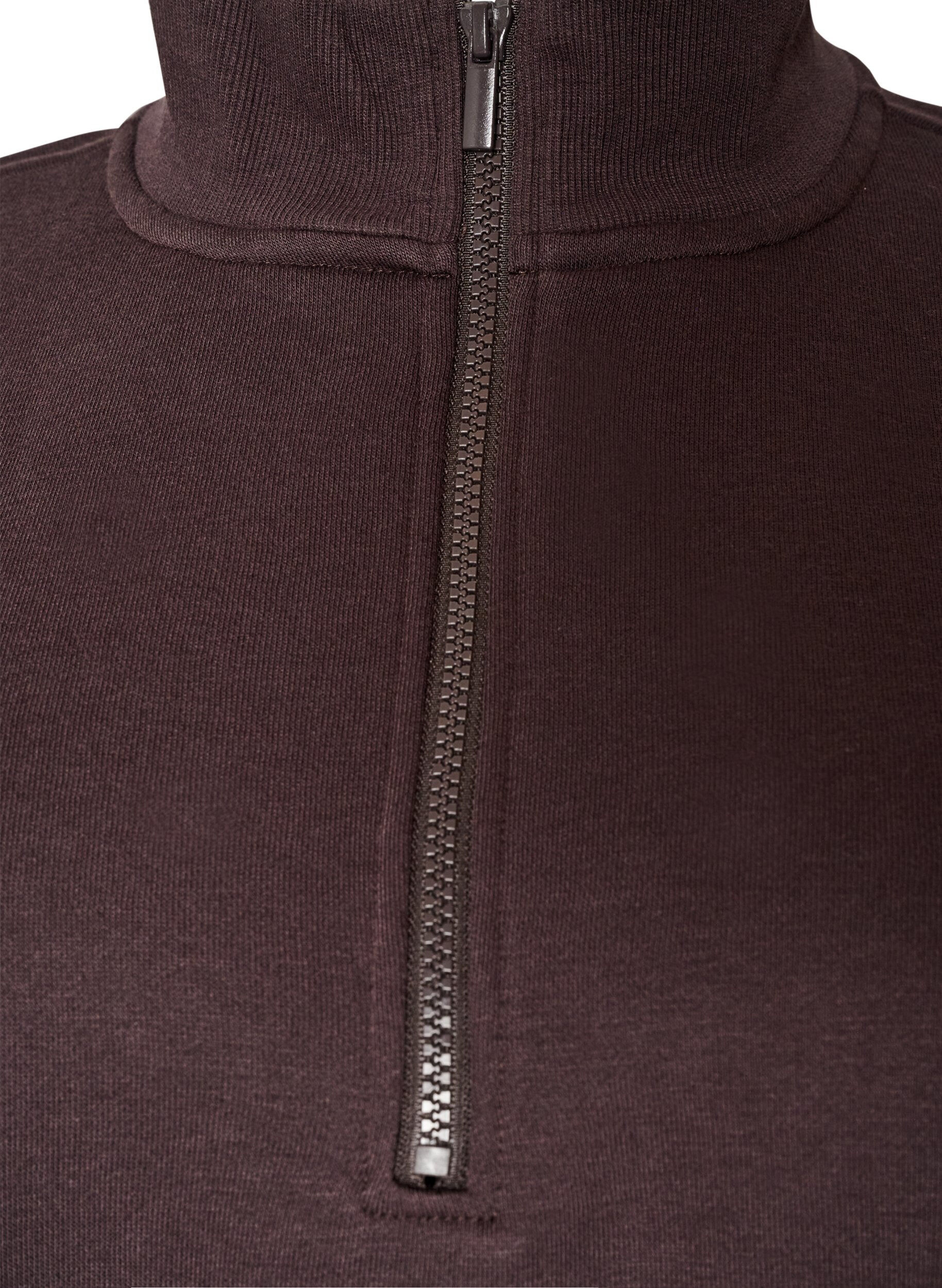 ZizziSweatkleid mit hohem Rippkragen und Rei&szlig;verschluss, Braun, Packshot image number 2