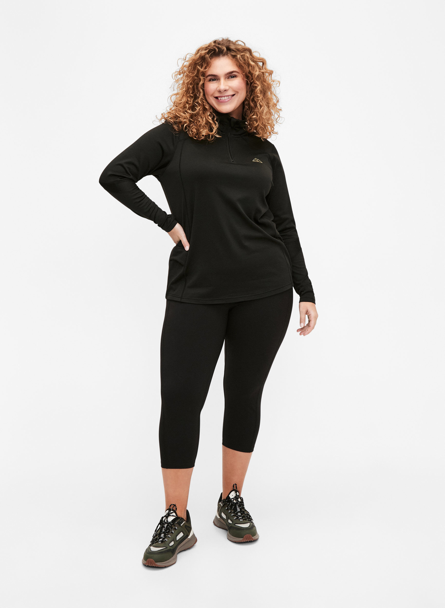 Zizzi Baselayer-Bluse mit Taschen und Mesh, Black, Model image number 3