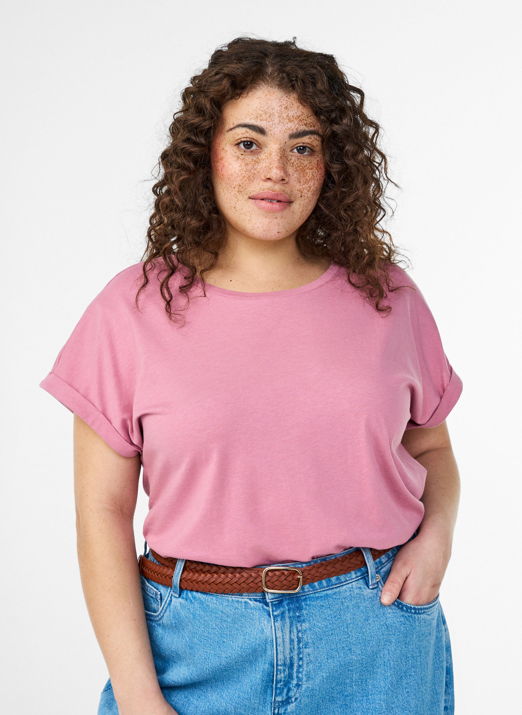 ZizziKurz&auml;rmeliges T-Shirt aus Baumwollmischgewebe, Rot, Model image number 0