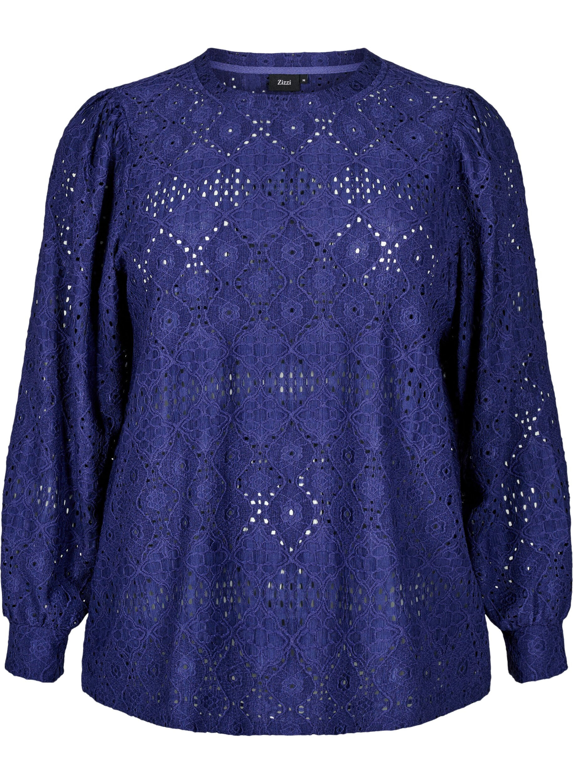 Zizzi Lang&auml;rmlige Bluse mit Lochmuster, Lila, Packshot image number 0