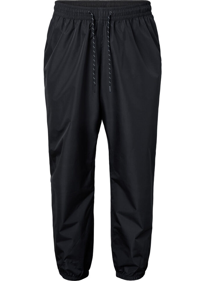 Regenhose mit Gummizug und Kordelzug, Schwarz, Packshot image number 0