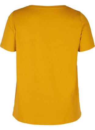T-Shirt aus Baumwolle mit A-Linie und Aufdruck, Harvest Gold, Packshot image number 1