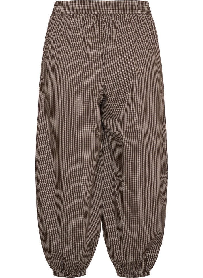 Ballonhose mit hoher Taille und Allover-Muster, Braun, Packshot image number 1